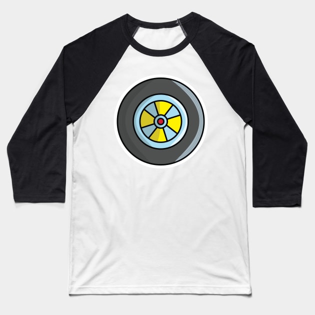 Sport Car Wheel Tire vector illustration. Transportation object icon concept. Tire shop logo design. Rubber tire or car tire logo. Automotive wheel high-speed motion. Baseball T-Shirt by AlviStudio